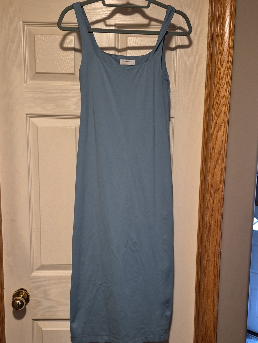 Babaton Dusty Blue Sleeveless Midi Slip Dress